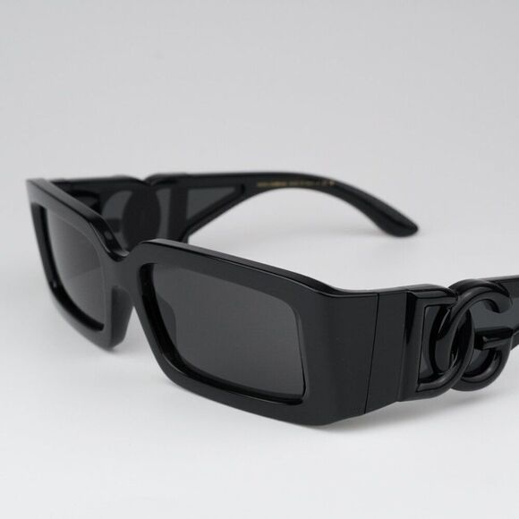 NEW D&G DG6197 501/87 Black Dark Grey Rectangle Unisex Sunglasses main image 4